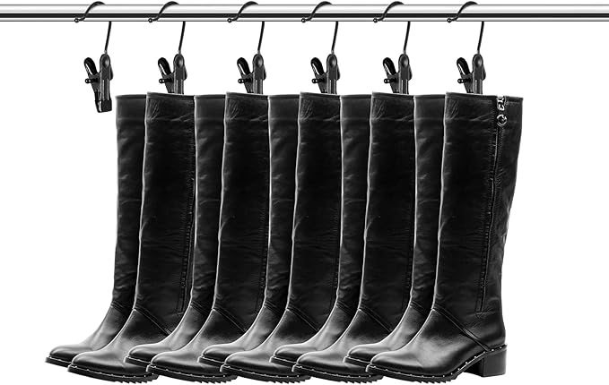 Hotop Boot Hanger Clips for Closet, Laundry Hanging Hooks Heavy Duty Clips Boot Holder Portable Single Hooks Space Saving for Pants Jeans Clothes Hats Tall Towels (Black,36 Pieces)-NeatNest