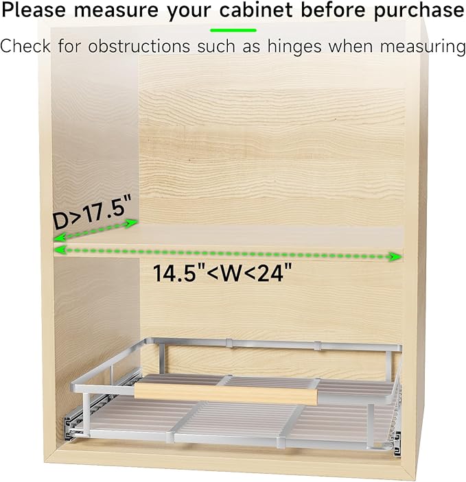 Expandable Pull Out Drawers for Cabinets, Kitchen Cabinet Slide Out Shelves, Adjustable Roll Out Drawers, Stainless Steel, Medium 2 Pack, (14.5"-24") Width x 17.5" Depth-NeatNest