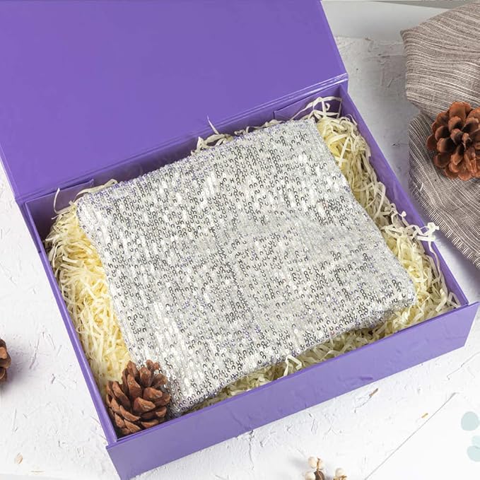 5 Pack Purple Gift Boxes with Lids Small 12 x 8 x 2.7 Inches Clothes Gift Boxes for Presents Shirt Gift Boxes with Ribbon Magnetic Gift Boxes Bulk Cute Box for Packaging (Glossy Surface)-NeatNest