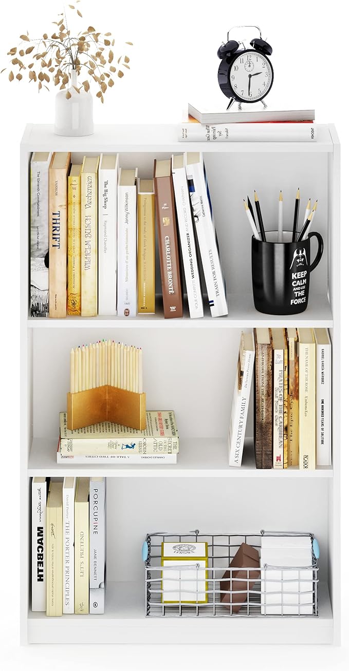 FURINNO JAYA Simple Home 3-Tier Adjustable Shelf Bookcase, White