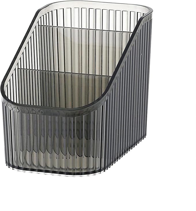 DASITON Large Capacity Makeup Brush Holder,3 Slot Makeup Brush Cup,Vintage striped Make Up Brush Holder,for Vanity Decor,Bathroom Countertops,Desk Storage Container,Cosmetic Display cases(Black-S)-NeatNest