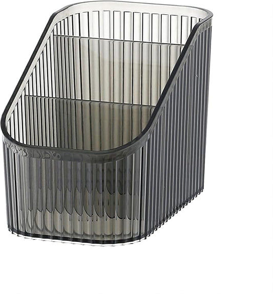 DASITON Large Capacity Makeup Brush Holder,3 Slot Makeup Brush Cup,Vintage striped Make Up Brush Holder,for Vanity Decor,Bathroom Countertops,Desk Storage Container,Cosmetic Display cases(Black-S)-NeatNest