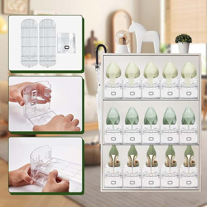 Adjustable Shoe Slots Organizer,6 PACK Transparent Shoe Stackers Shoe Rack Holder Shoe Space Savers Double Layer Stack Shoe Racks for Closet Organization(Transparent)-NeatNest