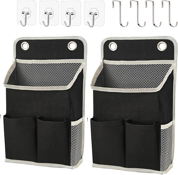 Hanging Basket for Organizing, Wall Organizer with Pockets and Over The Door Organizer，Can for Home, Closet, Office and Camper (Black2)-NeatNest