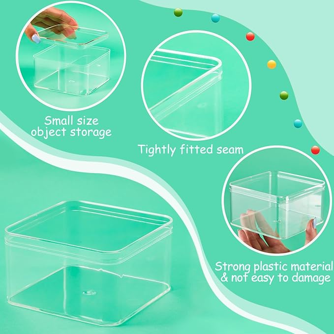 Blulu 8 Pieces Clear Acrylic Plastic Jewelry Box Mini Storage Box Mini Cube Containers with Lids for Candy Pill and Tiny Jewelry(Rectangle,3.94 x 3.94 x 2.36 Inch)-NeatNest