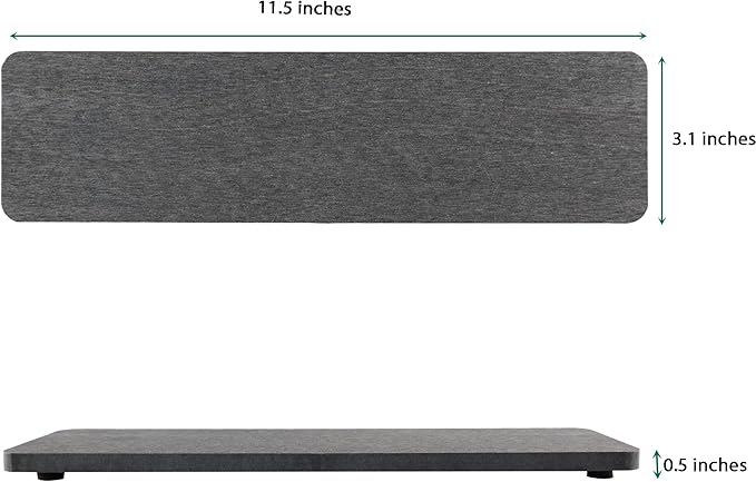 2 Pcs Water Absorbing Stone Trays, Kitchen/Bathroom Sink Soap Dish, Diatomite Tray Used for Hand Soap & Cosmetic Bottles in The Modern Home, 3.15" W x 11.8" L, Dark Gray-NeatNest