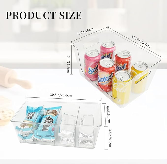 4 Pack Clear Plastic Storage Bins Snack Organizers with Lids Handle for Home Organization Kitchen Cabinet Fridge Laundry Room Office Closet Garage Freezer-NeatNest
