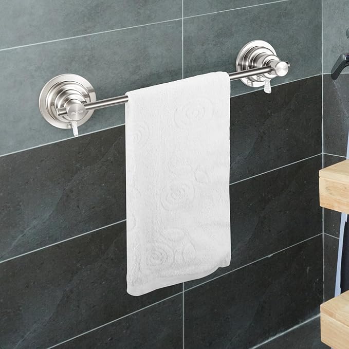 BOPai Extendable Suction Cup Towel Bar 17-28.5", Removeable Shower Door Mat Rod, Brushed Nickel-NeatNest