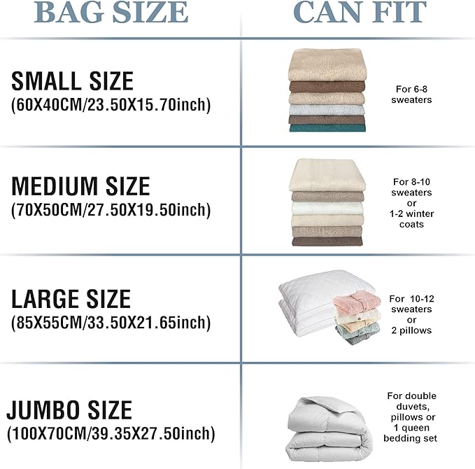10 Large Vacuum Storage Bags with Hand Pump, Large Vacuum Seal Bags for Clothing, Space Saver Bags for Travel Lugggage, Blankets, Comforters-NeatNest