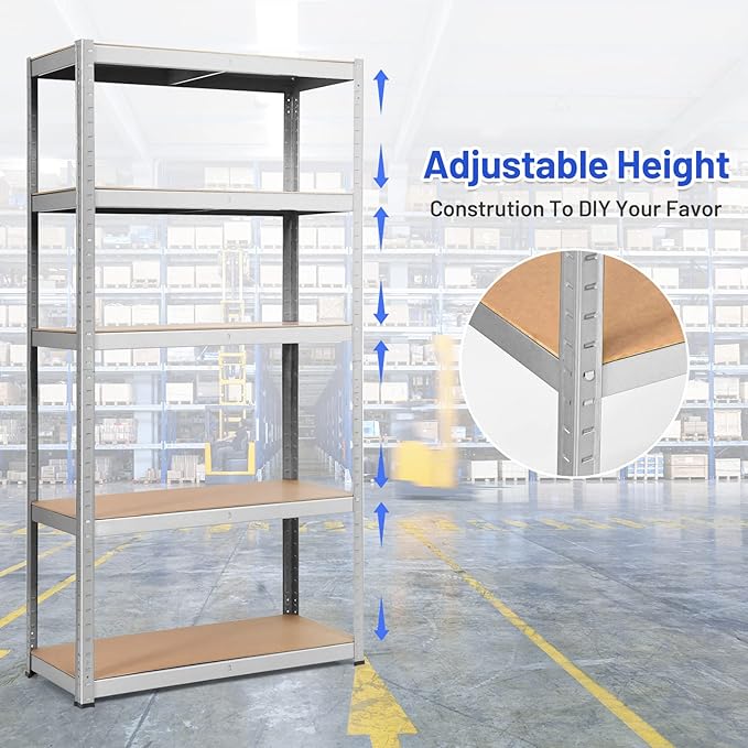 ERGOMASTER 5 Tiers Steel Shelves for Storage Heavy Duty Garage Organization Utility Shelf Rack for Books, Kitchenware and Tools 72 x 16 x 108 in (Set of 3,Silver)