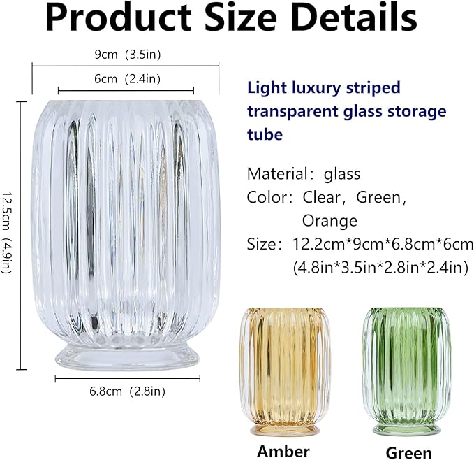 DASITON Makeup Brush holder Organizer,Crystal Cosmetic Makeup Brush Glass Brushes Storage Holder, Vintage Make Up Brush Cup striped vase(Green)-NeatNest