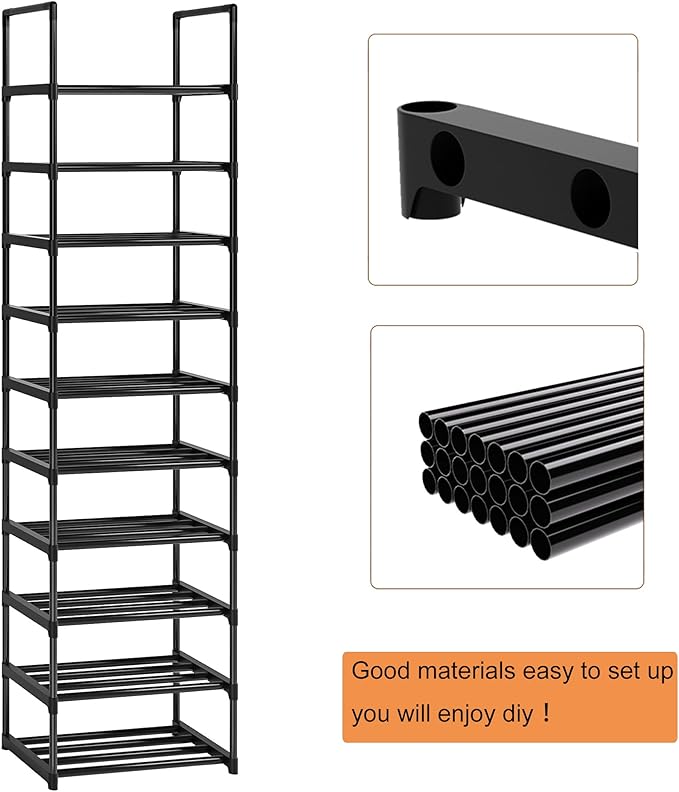 Shoe Rack, Sturdy Metal Shoe Rack Organizer,Narrow Shoe Racks for Closets,Shoes Rack,Shoe Stand,Shoe Shelf-NeatNest