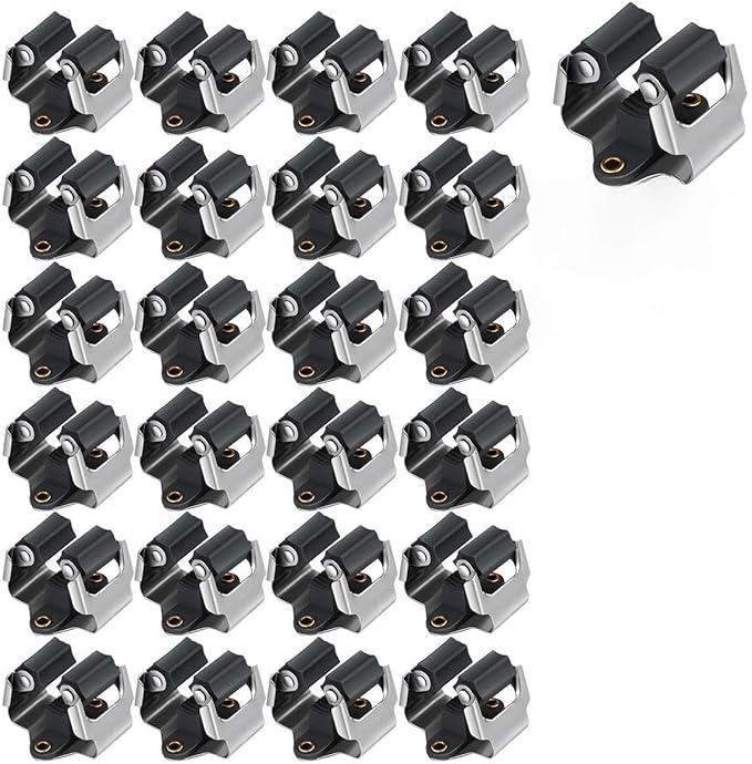 3-H Mop and Broom Holder Wall Mount 25 Pack, Broom Hanger Wall Mount for Garage Garden Shed Storage System Laundry Room Home Kitchen Organization up to 1.45 Inch(black)-NeatNest