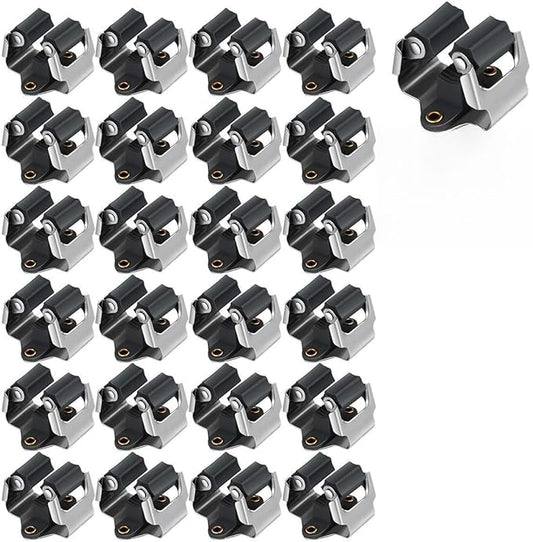 3-H Mop and Broom Holder Wall Mount 25 Pack, Broom Hanger Wall Mount for Garage Garden Shed Storage System Laundry Room Home Kitchen Organization up to 1.45 Inch(black)-NeatNest