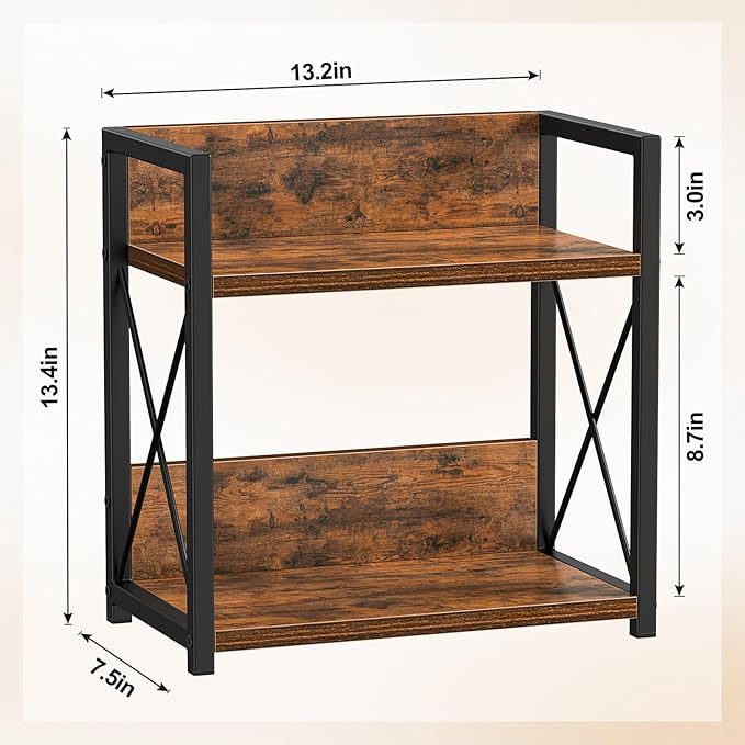 Giikin Kitchen Countertop Organizer, 2 Tier Spice Rack Organizer for Pantry, Kitchen Counter Shelf Wood Coffee Station Organizer (Brown, M)-NeatNest