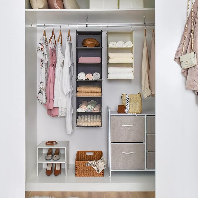 GRANNY SAYS 6-Shelf Hanging Organizer for Closet, Separable to 2 Pack 3-Shelf Hanging Shelves, Hanging Organizer for Bedroom, Ash Gray-NeatNest