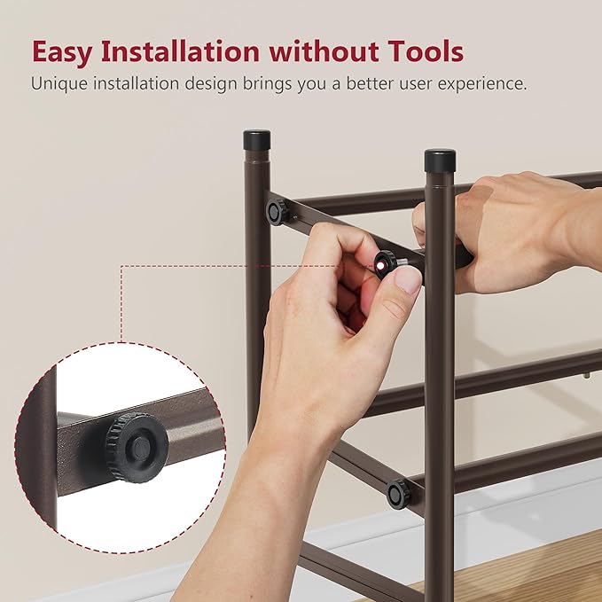 Tajsoon 2 Tier Expandable Shoe Rack for Closet, 28“-41“Adjustable & Stackable Shoe Shelf Storage, Metal Shoe Rack Organizer for Front Door Entrance, Closet, Garage, Entryway, Bronze-NeatNest