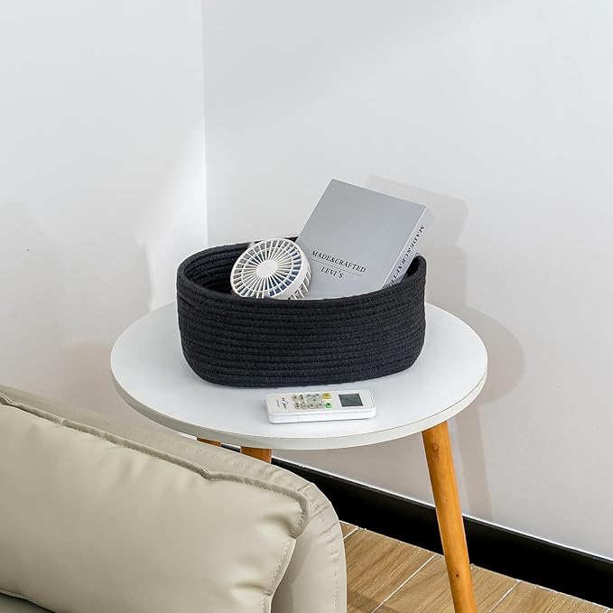 CubesLand Cute Black Basket Bins,Small Woven Storage Baskets for Shelf,Baby Nursery Basket Bin,Cube Organizer Basket Bin,Soft Toys Storage Basket,Home Decor Organization Bins 12 x 8 x 5 inches-NeatNest