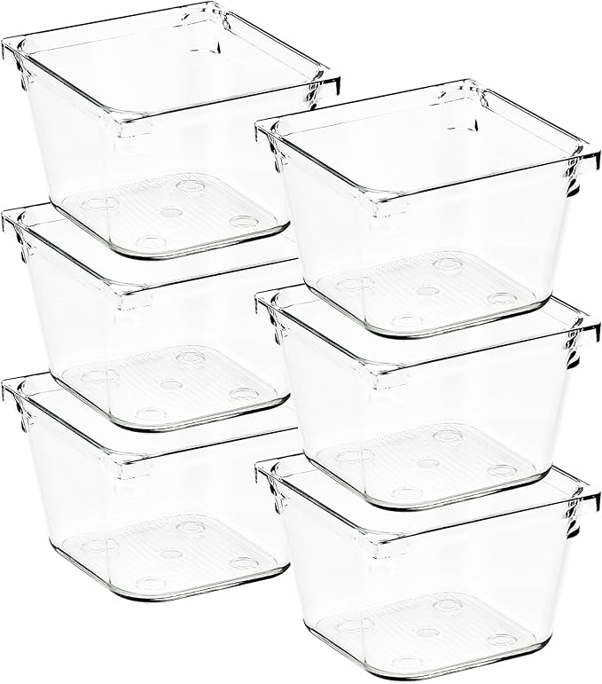 6 Pack Drawer Organizer - 3" X 3" Clear Acrylic Storage Bins with Non-Slip Pads, Versatile Desk Tray for Makeup, Jewelry, Kitchen, Bathroom, and Office Organization-NeatNest