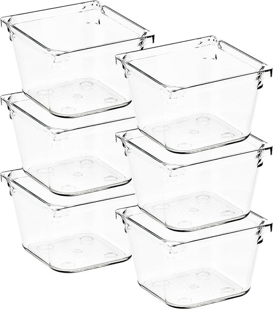 6 Pack Drawer Organizer - 3" X 3" Clear Acrylic Storage Bins with Non-Slip Pads, Versatile Desk Tray for Makeup, Jewelry, Kitchen, Bathroom, and Office Organization-NeatNest