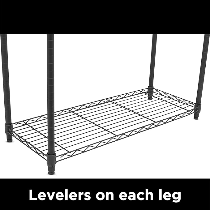 Internet's Best 4-Tier Wire Shelving | Flat Black | Heavy Duty Shelf | Wide Adjustable Rack Unit | Kitchen Storage