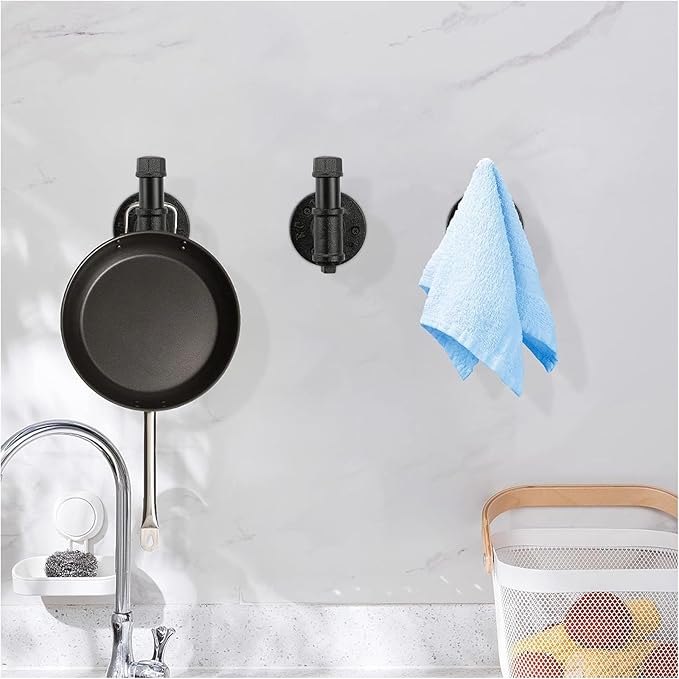 3 Pack Industrial Iron Pipe Robe and Towel Hooks Wall Mounted Home Decor, Bathroom Hardware Rustic Vintage Style Heavy Duty Farmhouse DIY Coat Hook for Wall Hanging-NeatNest