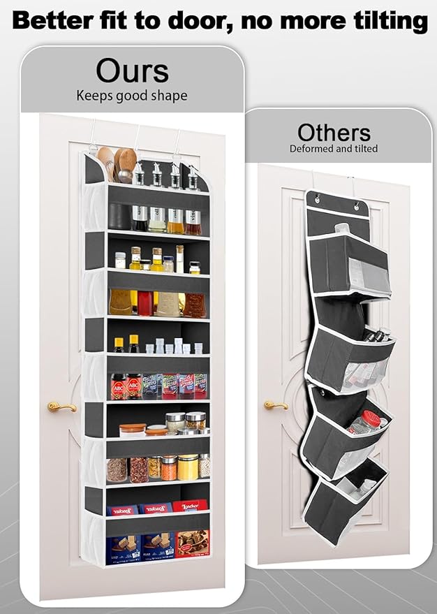 1 Pack Over The Door Organizer Storage, Hanging Organizer Closet with 5 Large Pockets 10 Mesh Pockets, 44 lbs Weight Capacity, Behind Door Storage for Nursery Bedroom Bathroom (Dark Grey)-NeatNest