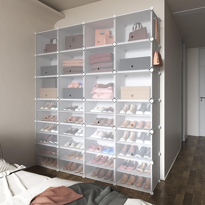 ROJASOP Shoe Storage Cabinet, 12-Tier Shoe Organizer 96 Pairs Extra Large Plastic Shoe Rack with Covers Portable Shoe Rack Organizer with Doors Big Shoe Rack for Closet Entryway Bedroom-NeatNest