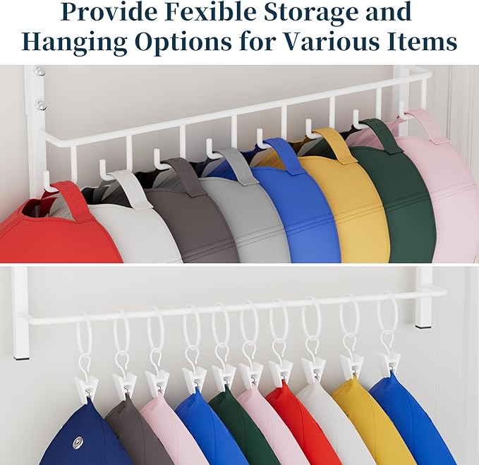 Consumest Over Door Hat Organizer - 3 Tier Wall Mounted Hat Rack with 16 Hooks and 10 Movable Clips, Hanging Baseball Cap Storage Holds up to 26 Caps for Door, Bedroom, Closet USPTO Patent Pending-NeatNest