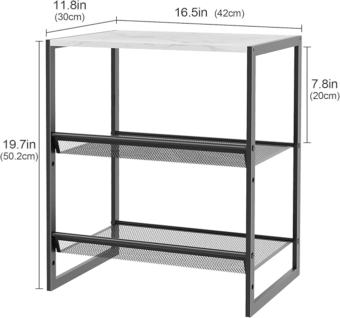 Garden 4 you 3 Tiers Narrow Shoe Rack,Small Space Freestanding Shoe Storage Organizer with White Wooden Tabletop,Adjustable Metal Shelf Stackable Shoe Shelf for Entryway Hallway Living Room Closet-NeatNest