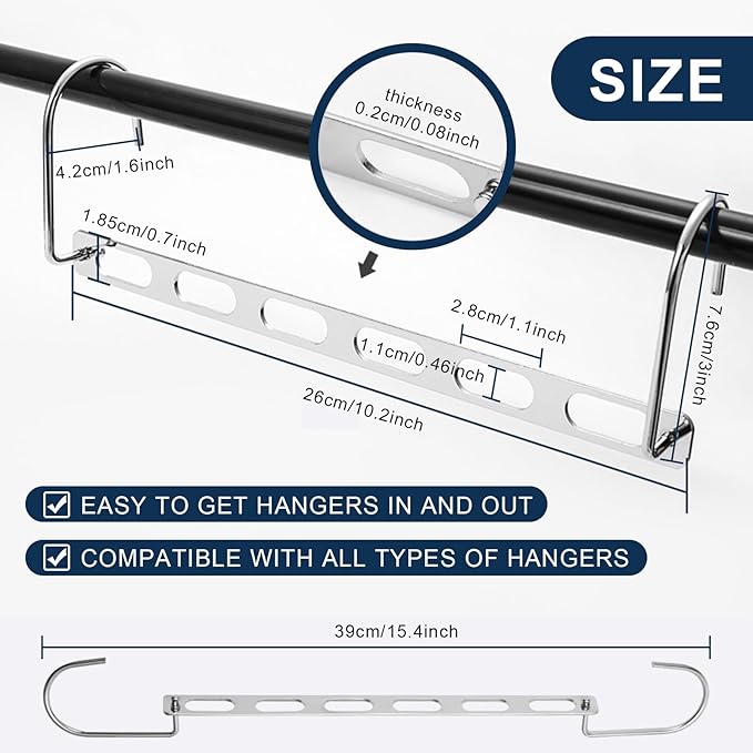 12 Pieces Space Saving Hangers for Clothes, Metal Collapsible Hangers for Heavy Clothes, Closet Space Savers Metal Hangers Organizer for Dorm, Closet Organizers and Storage-NeatNest