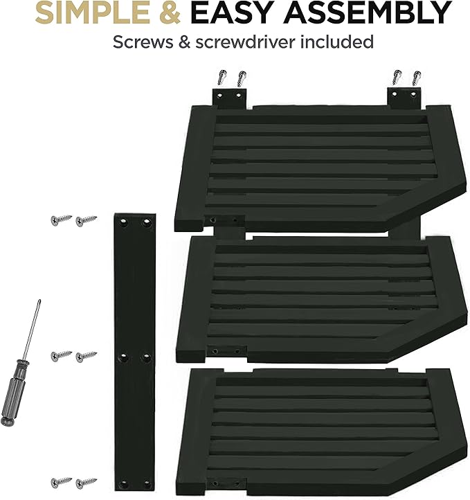 Cabinet Organizer Shelf - Bamboo Corner Rack for Kitchen Counter, Cabinet Space Saver for Plates, Dishes, Bowls, Bread Pantry, Bathroom Storage or Countertop Stand, Black-NeatNest