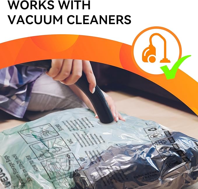 [2024 NEW] 15 Pack Vacuum Storage Bags (3 Jumbo/3 Large/3 Medium/3 Small/3 Roll) | Space Saver | Rapid Vacuum | Double Zip Seal | Clip Stopper | Ideal for Clothes, Blankets Compression and Travelling-NeatNest