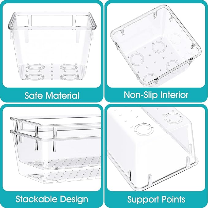 33 PCS Clear Plastic Drawer Organizers Set, 4 Size Desk Drawer Organizer Trays for Makeup, Jewelry, Kitchen Utensils, Gadgets and Office Accessories-NeatNest