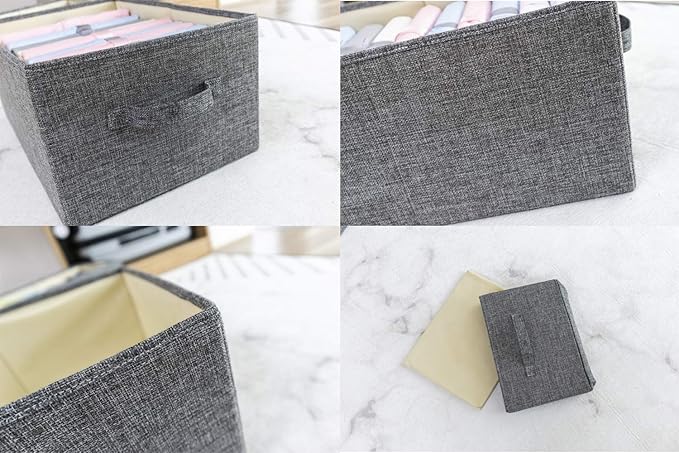 ALYER Collapsible Fabric Storage Organizer with Handles,Shelf Bins Box Container for Bedroom Office Closet Babies Nursery Toys Books Clothes (Gray,16.2" x 9.5" x 6.7")