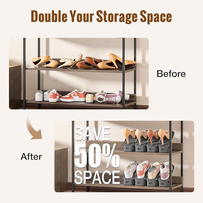 Neprock Shoe Slots Organizer for Closet, Shoe Storage Organizer Shoe Slots Organizer, Shoe Rack Organizer Space Saver Organizador De Zapatos for Closet Organization(36 Pack)(Grey)-NeatNest