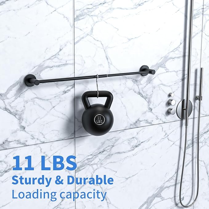 Adjustable Single Bath Towel Bar 16 to 27.6 Inch, ZUEXT Oil Rubbed Black Stainless Steel Towel Holder Hanger, Expandable Wall Mount Towel Rail for Bathroom Kitchen Washroom,1" Tube Towel Rail Racks