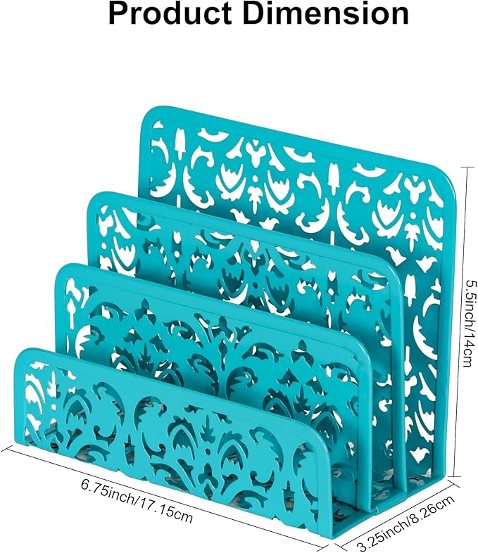 EasyPAG Mail Organizer Countertop, Desk Mail Sorter for Envelope, Small Vertical Letter Holder for Office Home, 2 Pack, Dark Teal