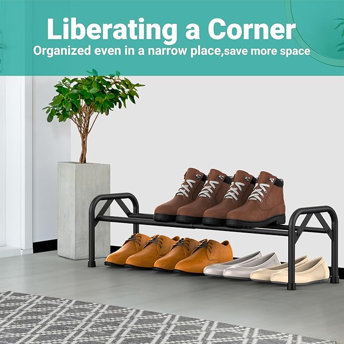 Sturdy Shoe Rack for Closet Metal Shoe Shelf for Entryway Free Standing Shoe Holders Space Saving Shoe Rack-NeatNest