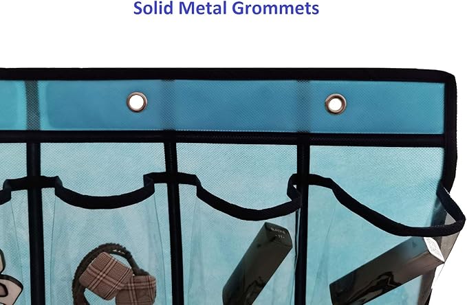 Classroom Pocket Chart for Phone Calculator Holder Over The Door Hanging Closet Jewelry Organizer with 30 Clear Pockets (Blue)-NeatNest