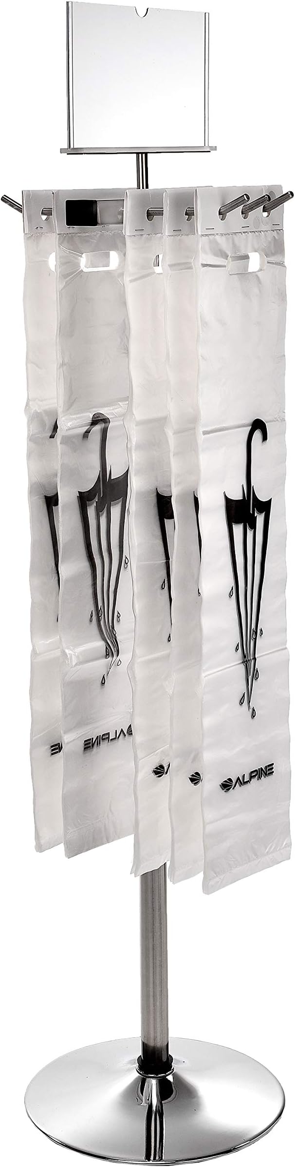 Alpine Wet Umbrella Bag Stand - Umbrella Bags Disposable with Stand, Wet Umbrella Bag Holder, Commercial Umbrella Holder with Free 100 Large Plastic Umbrella Bags Disposable (Stainless Steel)