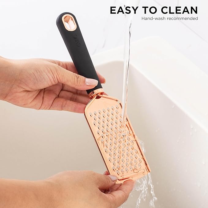 COOK WITH COLOR Kitchen Gadget Set Copper Plated Stainless Steel Utensils with Soft Touch Handles, Copper Black, 7 Pieces-NeatNest