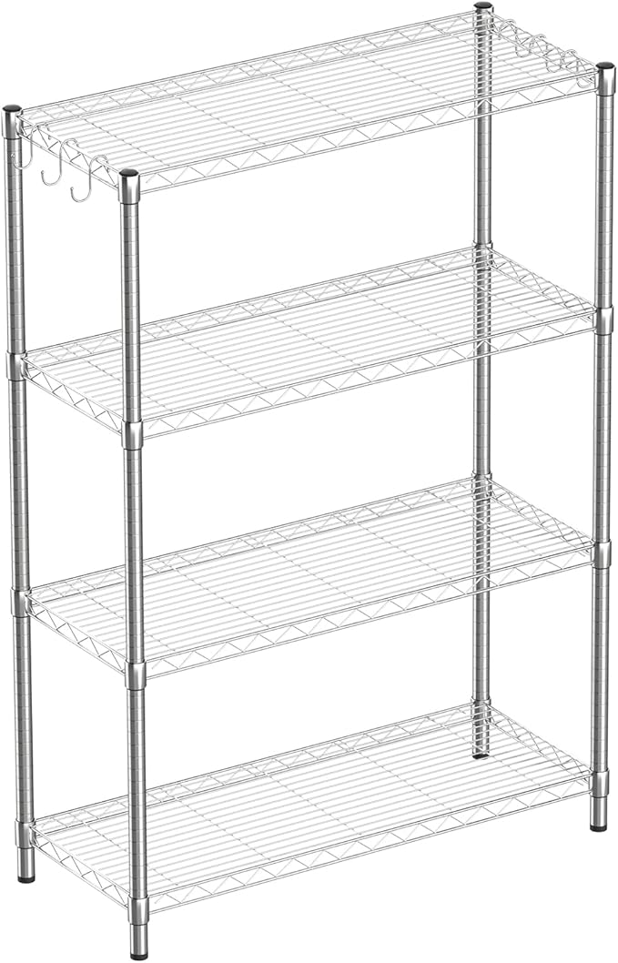 4-Shelf Adjustable Metal Shelf Wire Shelving Unit Storage Rack Display Shelf for Office,Kitchen,Bedroom,Bathroom,Laundry,Pantry Basement,Garage(Chrome,36" L x 14" W x 54" H)