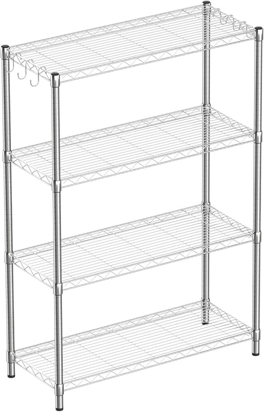 4-Shelf Adjustable Metal Shelf Wire Shelving Unit Storage Rack Display Shelf for Office,Kitchen,Bedroom,Bathroom,Laundry,Pantry Basement,Garage(Chrome,36" L x 14" W x 54" H)