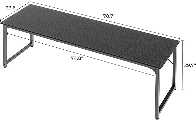 Huuger Computer Desk, 80 Inch Office Desk, Gaming Desk with Storage, Writing Desk Work Desk for Home Office, Study, Long Simple Desk, Large Legroom, Metal Frame, Black-NeatNest