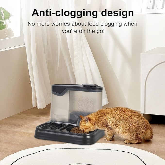 Gravity Pet Feeder and Water Dispenser Set, Automatic Dog Feeder and Dog Water Dispenser for Dogs Cats Pets Animals Large Capacity (Black)-NeatNest