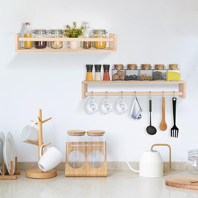 Gneric Floating Shelves for Wall, 23.6 inch Burlywood Nursery Book Shelves, Wall Shelves for Living Room Bedroom Decor,Kitchen Spice Rack,Bathroom Storage Rack(2 Pack)-NeatNest