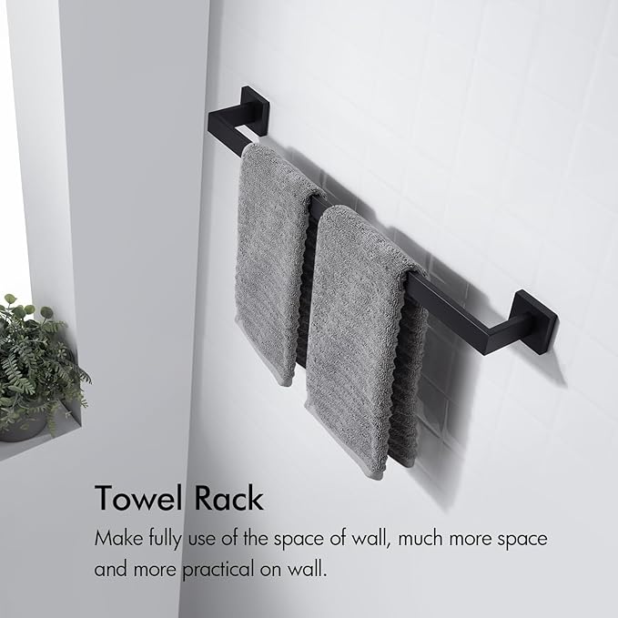 BANOLUX Towel Rack, 32-Inch Single Towel Bars for Bathroom, Towel Racks for Bathroom Wall Mounted SUS304 Stainless Steel Hand Towel Holder Organize Heavy Duty, Matte Black Towel Bar