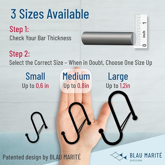 10-Pack Metal S Hooks for Hanging – Heavy-Duty S-Shaped Hooks with Safety Buckle – Fits Bars up to 0.8 in – Anti-Drop S-Hooks for Kitchen, Bathroom, Closet & Pot Racks – White (Medium)-NeatNest