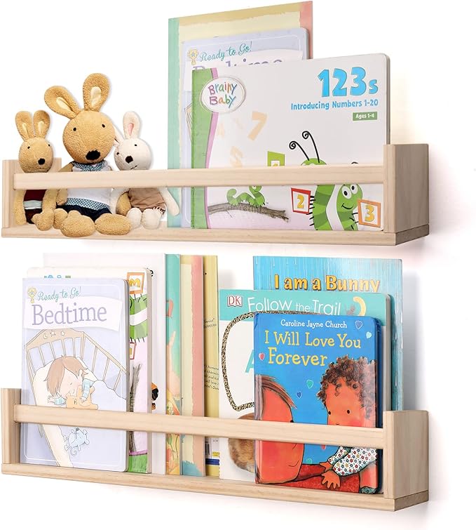 Gneric Floating Shelves for Wall, 23.6 inch Burlywood Nursery Book Shelves, Wall Shelves for Living Room Bedroom Decor,Kitchen Spice Rack,Bathroom Storage Rack(2 Pack)-NeatNest